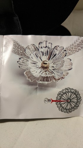Collana catena di fiori scolpiti argento 925 e oro 14k argento Esposito / perla - Foto 8 di 13