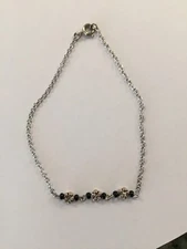 Silver color Bracelet or Anklet ~ 7” ~ Flower petal charms~ Fine