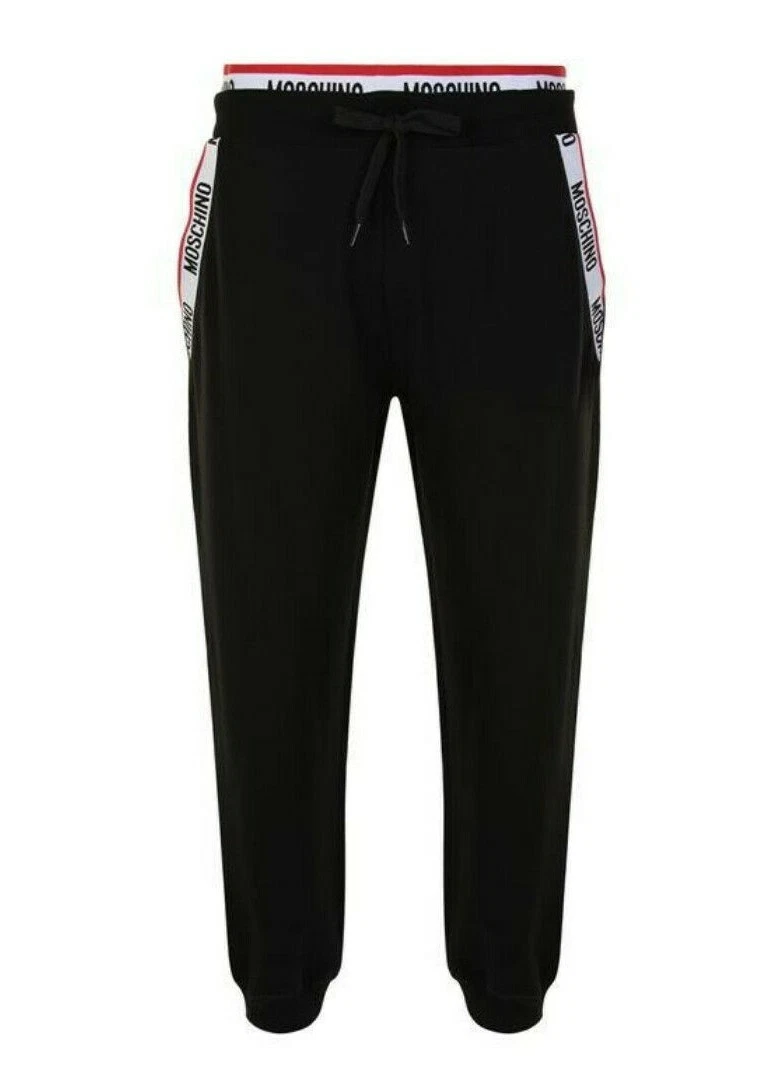 Moschino Mens Logo Tape Black Jogging Bottoms | eBay