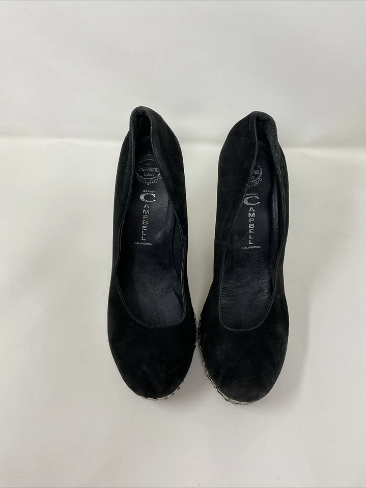 Jeffrey Campbell Havana Último RARO Negro Tachonado Cuña Mega Plataforma Zapatos Talla 8 Foto 3 de 4