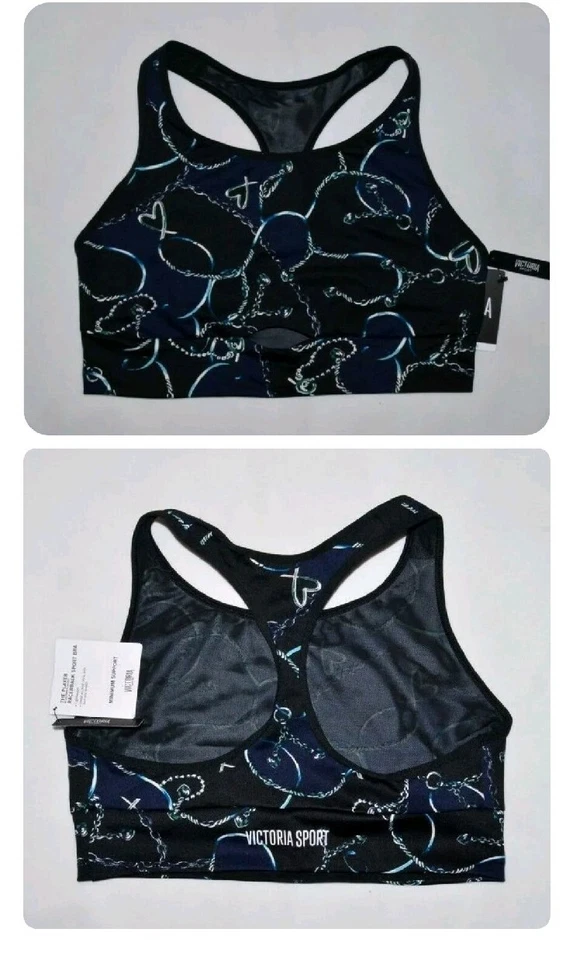 Sujetador Deportivo VICTORIA'S SECRET Mediano M NUEVO Gimnasio Activo Yoga Azul Cerradura Camiseta Deportiva Foto 4 de 4