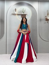 Women's Pure Cotton Black Red Readymade Lehenga Choli with Dupatta Navratri Wear