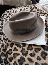 Vintage Men's Light Grey Fedora Hat 6 3/8 Wright Mirakal Atomic Wool Pelt 1950s