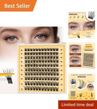 Strong Hold Pre-Glued C Curve Cluster Lashes - Perfect for Beginners, 120PCS