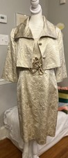 Rickie Freeman Teri Jon Brocade Gold Mother Of Bride Evening Dress Jacket 12 NWT