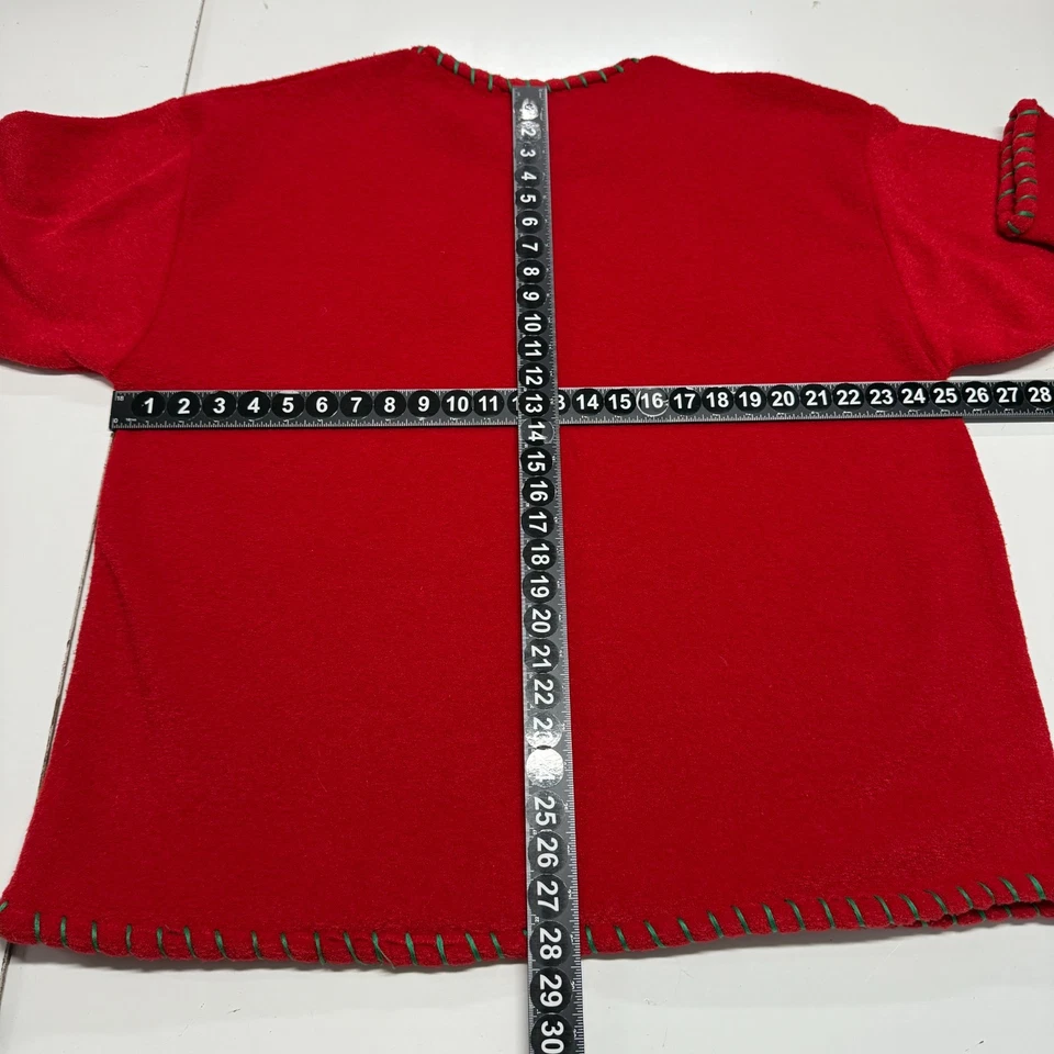 Suéter Mandal Bay XXL Rojo Polar Adornado Cuello Redondo Pullover Acogedor Navidad Foto 3 de 4