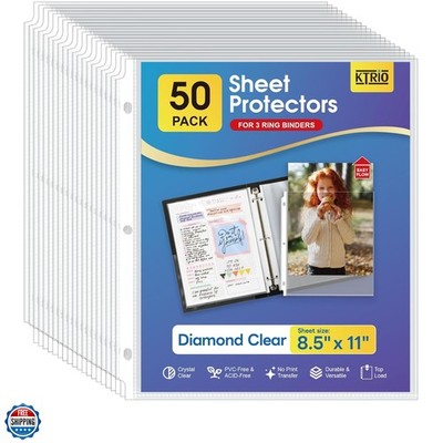 Sheet Protectors 8.5 x 11 Inch, Clear Top Loading Page Protectors for 3 Ring ...