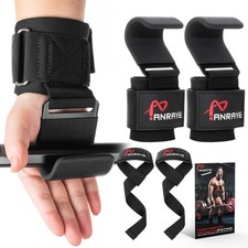Weight Lifting Hooks Wrist Straps Set Lifting Hooks with AntiSlip Grip, A...