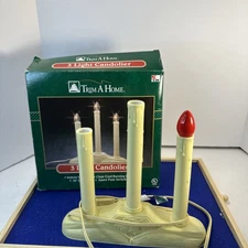 Candolier By Trim A Home 3 Light Christmas Candelabra Electric Plastic Vtg Works
