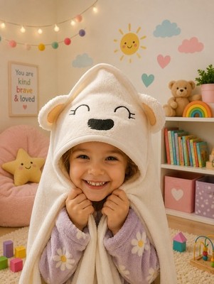NEW-Ultra Soft- Premium Organic Bamboo- Large Hooded Baby Towel 3ftx3ft