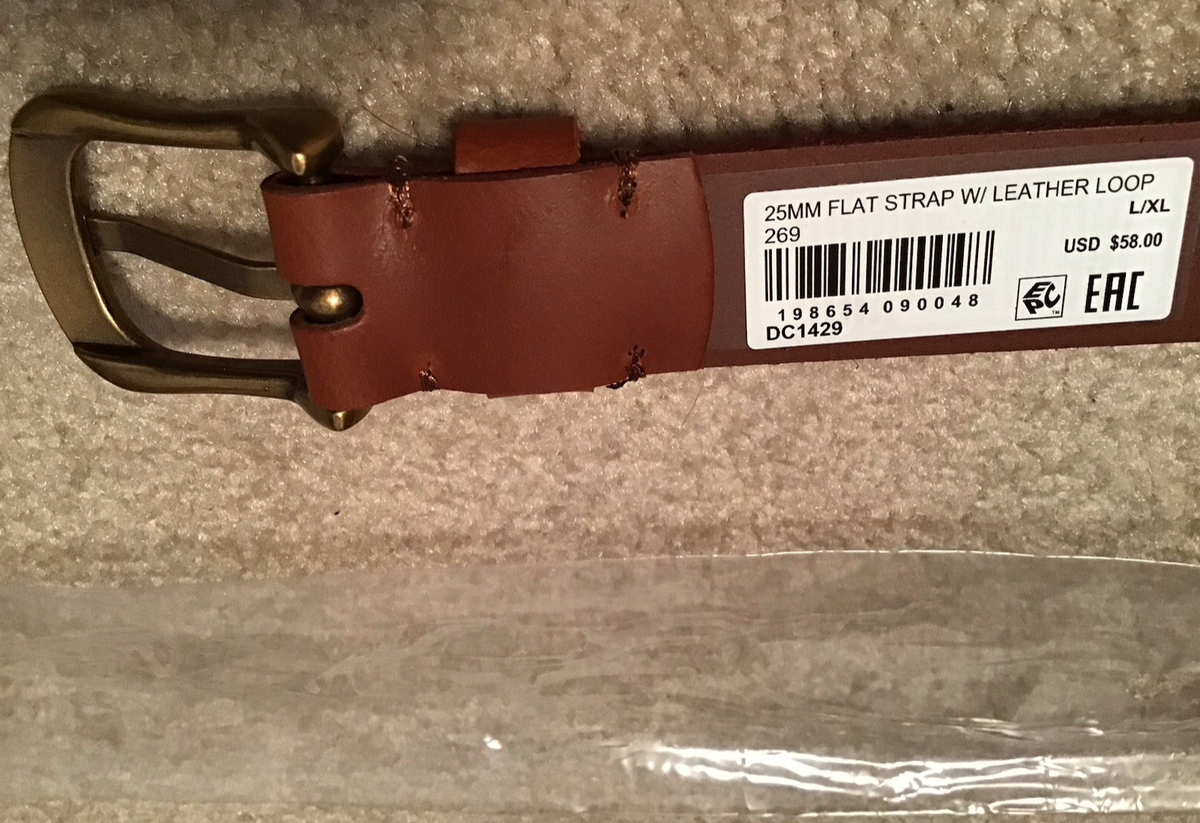 Frye Cognac Brown 25 MM Flat Leather Belt with Gold Buckle S/M Brown 25mm Belt | The Frye Company main image 4