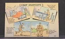 Military Cartoon Linen Vintage Postcard "Camp "Snapshots"