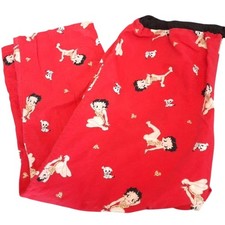 Vintage Y2K BETTY BOOP All Over Print Flannel Pajama Pants XL Red Drawstring