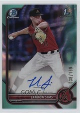 2022 Bowman Draft Chrome Pick Aqua Lava Refractor 38/199 Landon Sims Auto 16s2