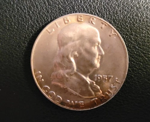 1957-D 50C FBL Franklin Half Dollar Uncirculated Very 90% Silver Coin