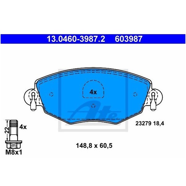 Plaquettes de frein de rechange ATE 13.0460-3987.2 essieu avant Jaguar