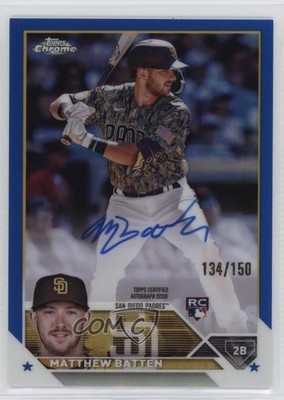2023 Topps Chrome Rookie Blue Refractor /150 Matthew Batten #RA-MBA Auto RC 9hx
