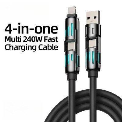 Type C data cable charging 4-in-1 Multifunctional  240W PD flash fast charger