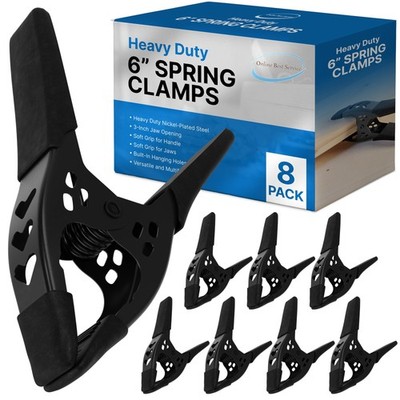 8 PCS 6 Inch Black Large Super Heavy Duty Metal Spring Clamp 2.5 Inch Jaw