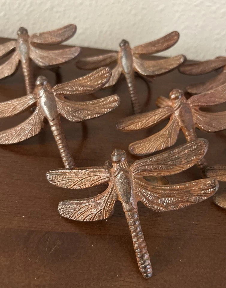 Juego de 8 servilleteros libélula muelle 1 hierro fundido rústico 23/4" L x 31/2" W 11/2" Foto 4 de 4