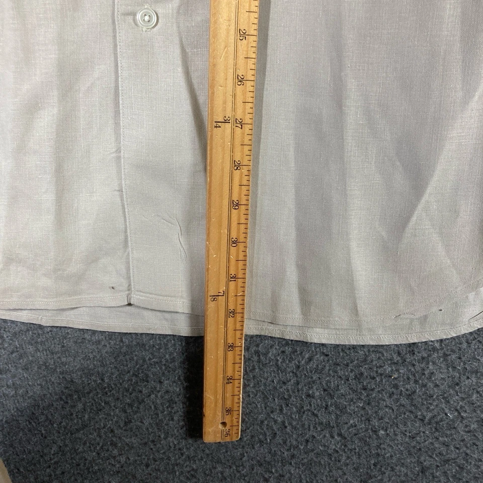 Perry Ellis 100% Linen Button Up Shirt Mens Large Beige Long Sleeve - Image 4 of 4