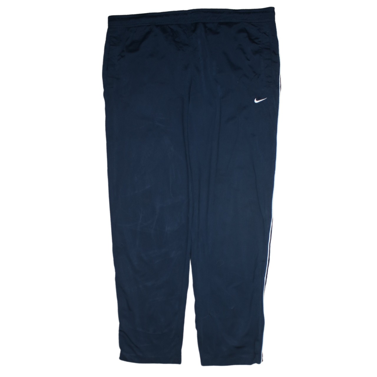 Nike Mens Track Pants Navy Blue Nylon Elastic Waist Side Stripe Logo Sport M
