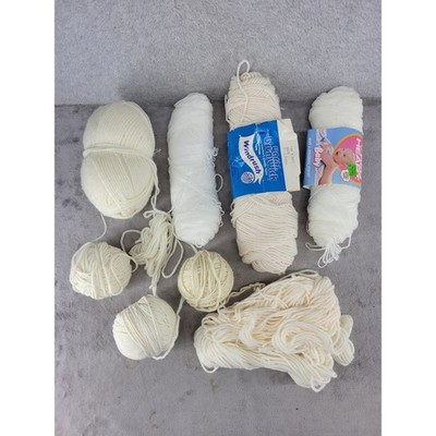 Vintage Yarn Lot Brunswick Windrush Pale Cocoa Red Heart Baby White Acrylic 8pc