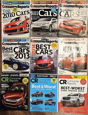 #ad Lot of 9 Consumer Reports Annual Auto Issue 2010 thru 2019 except 2016 $45.00