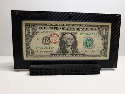 7 Mil Mylar Currency Frame Black Carbon Fiber w/ Stand | Serial Shield 3D 