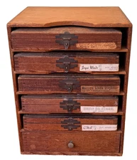 Kingsley Gold Hot Foil Stamping Machine Type Letter Set Lot Wood Box Vtg Typeset