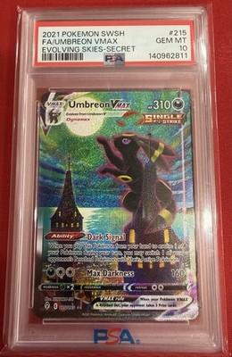 2021 Pokemon SWSH Umbreon VMAX Evolving Skies Secret Gem MT 10
