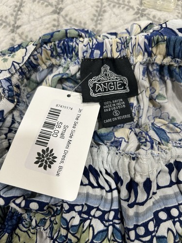 NWT Angie Spaghetti Strap Short Dress Blue With Floral Print Small - Bild 6 von 7