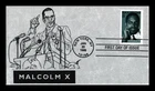 DR JIM STAMPS US COVER MALCOLM X BLACK HERITAGE FDC CUV EVANSON CACHETS
