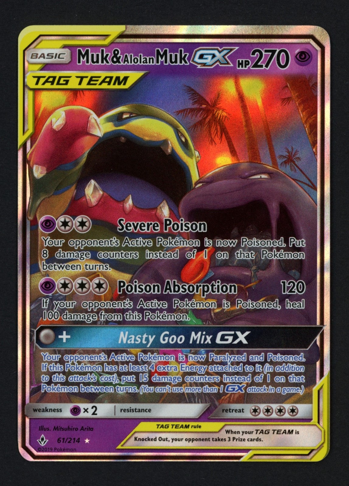 Muk & Alolan Muk GX 61/214 Holofoil SM - Unbroken Bonds Ultra Rare Pokemon TCG
