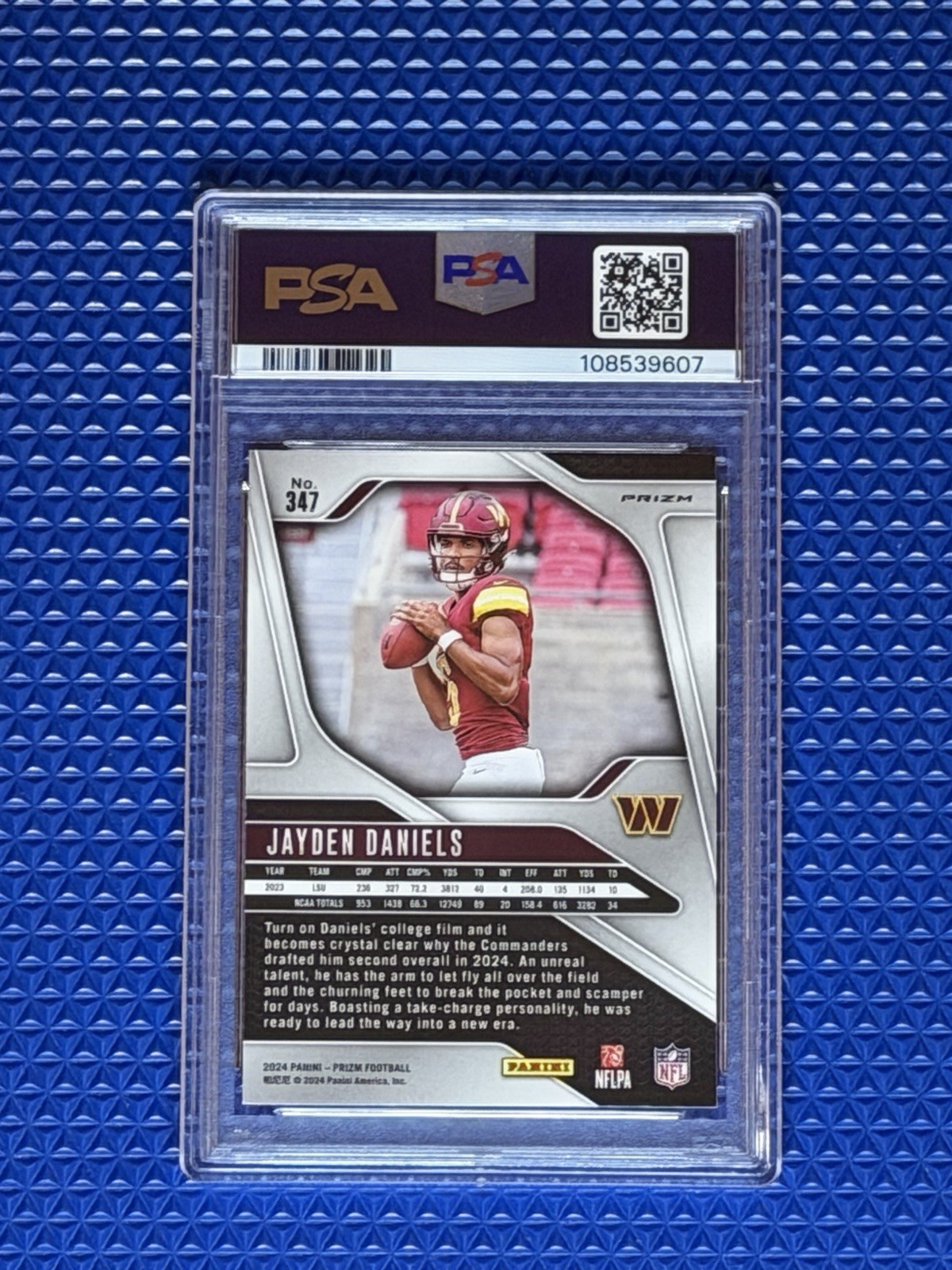 2024 Panini Prizm Jayden Daniels #347 Silver Prizm PSA GEM MT 10 view 3