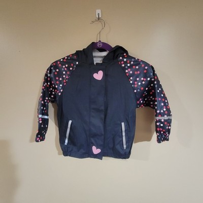 Lupilu Polka Dot Hearts Hooded Zippered Rain Jacket Size 2-4 Years 