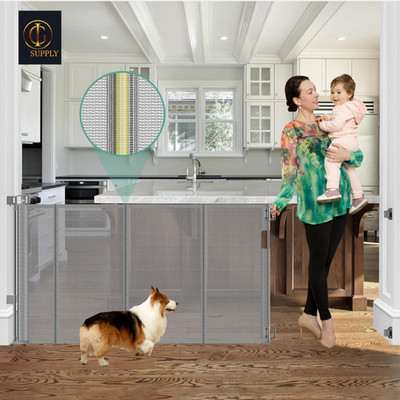 Upgraded 60 Wide Retractable Dog Gate with Reinforced Rods - Bottom Anti-Esca...