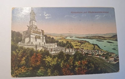 Feldpostkarte 1915 Rüdesheim Niederwalddenkmal Stempel 1. bayer. Inf. Div. - Bild 1 von 2