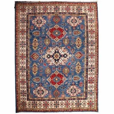 8x10' Beautiful Handmade Blue Kazak Rug- Natural Wool Q19