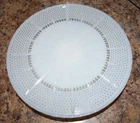 Anchor Hocking Milk Glass & Gold Detailed Cake Stand Plate Stemmed  10 1/4" Dia.