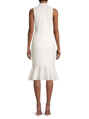 NEW BLACK HALO Kent Tie-Neck Sheath DRESS SIZE $345 PEARL WHITE NORDSTROM