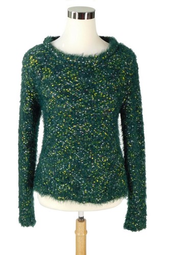 Wild Fable dunkelgrün & gelb ausgefallenes Garn extra weicher flauschiger Pullover Größe Medium