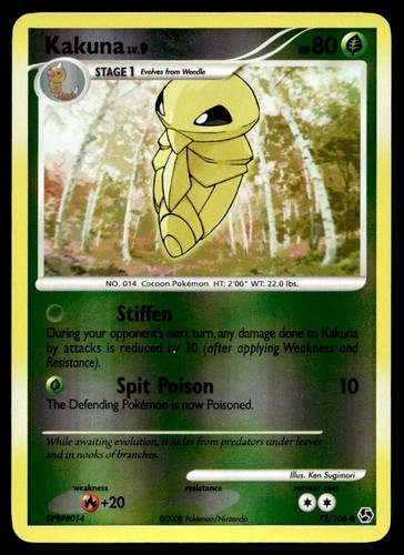 Kakuna 73/106 Pokemon Karte Great Encounters Rev Holo Comn 80 HP Near Mint E45