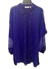 Vintage Victoria s Secret Lace Button Down Robe Purple Size M/L Gold Label