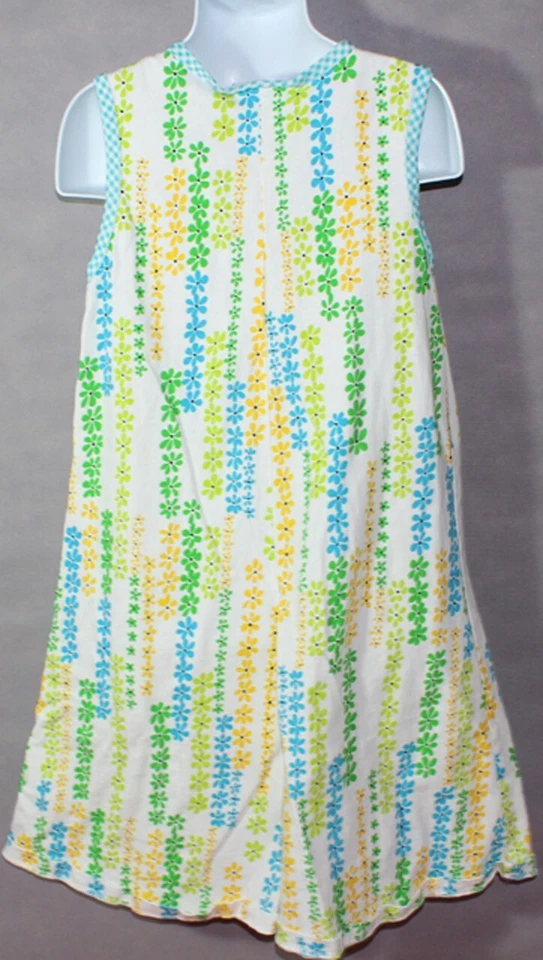 Girls BIG FISH By Sweet Potatoes GREEN BLUE YELLOW FLORAL Sleeveless DRESS 10 12 - Image 4 of 4