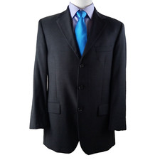 Bachrach 42L Cashmere Blend 3 Button Charcoal Gray Blazer Sport Coat