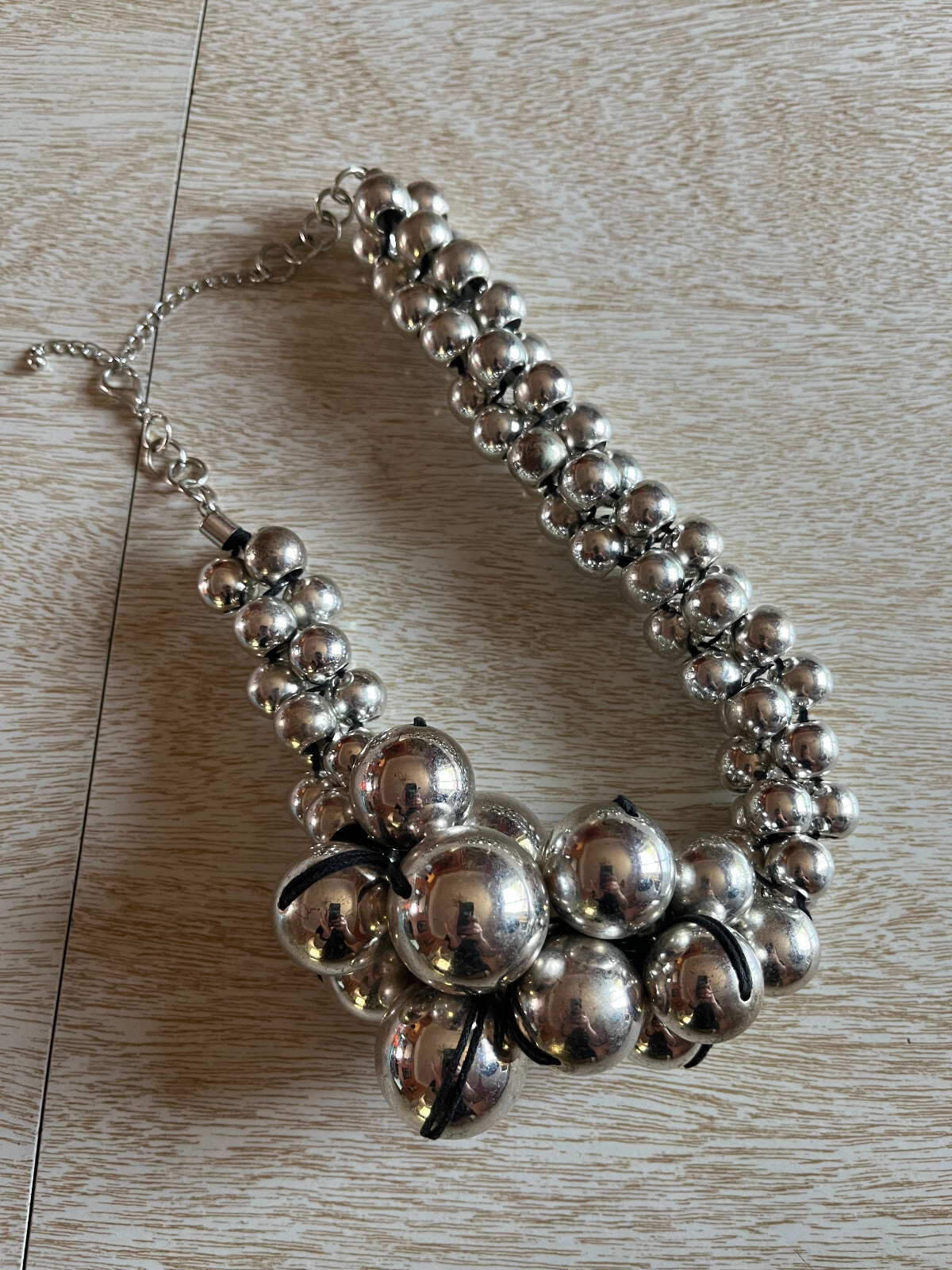 Vintage Silver Bead Cluster Statement Necklace, K… - image 2