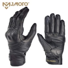 Men Retro Genuine Leather Motorcycle Gloves Summer Breathable Motorbike Motocros