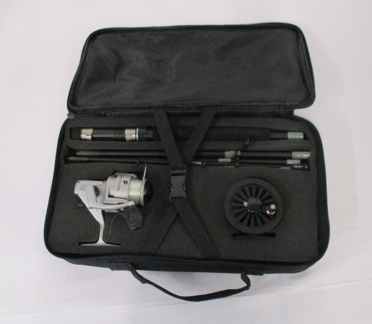 PROTOCOL FISHING ROD SET +2 REELS TRAVEL SET IN CARRY CASE. Pristine 