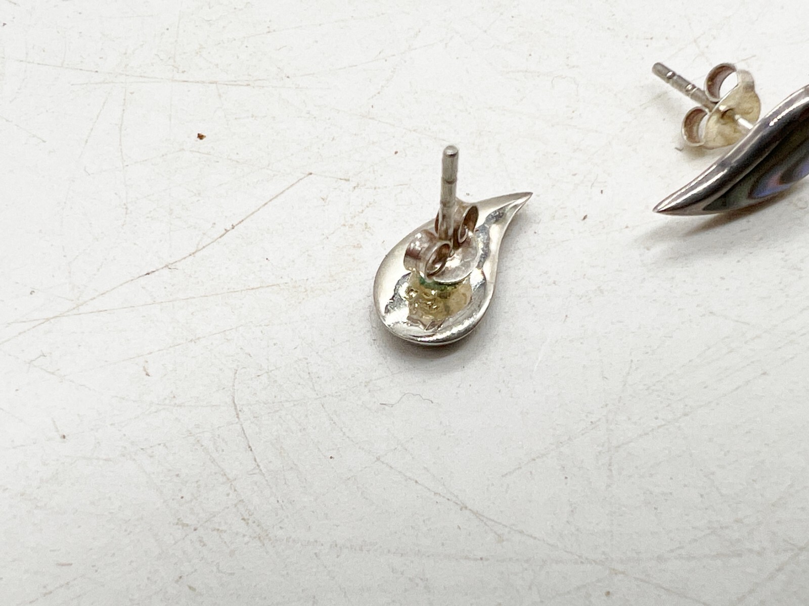 VINTAGE SOLID STERLING SILVER ABALONE SET TEARDRO… - image 4